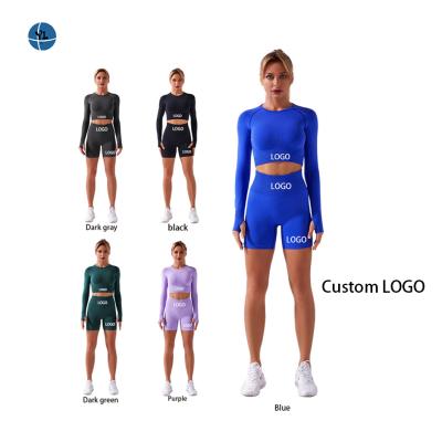 China Wholesale Breathable NO MOQ LOGO HOT SALE Custom Long Sleeve Wear Yoga Sets for sale