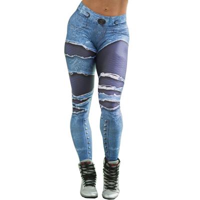 China S-3XL Most Breathable Class 2021 New Hot-sale Leggings Denim Print Stripe Pants Workout Fashion Vacation Leggings for sale