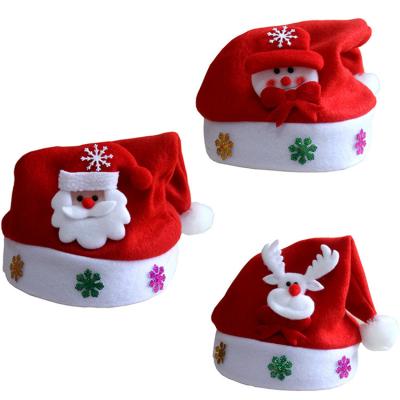 China Flannel Fabric/Nonwoven Fabric Merry Christmas Hat Light Up New Year Navidad Hat Snowman Elks Santa Claus Hats For Kids Children Adult Christmas Gift Decoration of LEDs for sale