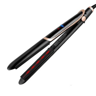 China 360 Swivel Clip Wholesale Flat Infrared LCD Display Ceramic Steam Hair Straightener Hair Iron Straightener for sale