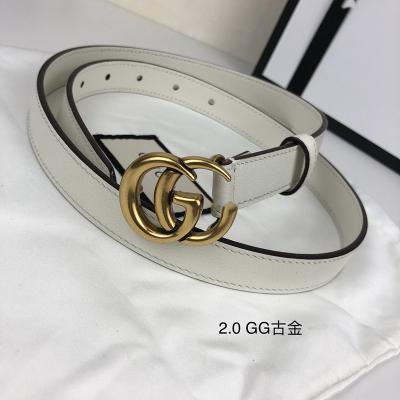 China High-end universal 1:1 width 2.0cm of men's and women's business leisure lady's cowhide fashion g leather belt white superior men's luxury belt width 2.0cm for sale