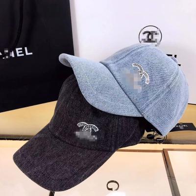 China breathable & 2022 new small perfume luxury men's and women's baseball cap double C waterproof simple cowboy hat embroidery sequin letter sun visor hat for sale