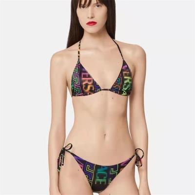 China 2022 New Fashion Women's Breathable Swimsuit Woven Rope Printed Bandage Adjustable Sexy New Women's Bikini Slit Multicolor Swimwear 05 for sale