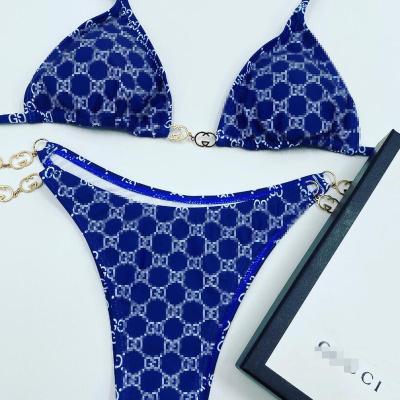 China 2022 New Fashion Women's Breathable Swimsuit Woven Rope Printed Bandage Adjustable Sexy New Women's Bikini Slit Multicolor Swimwear 07 for sale