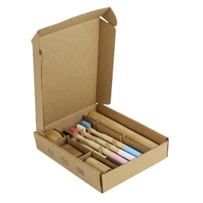 China Disposable Bamboo Travel Set For Family With Cleaing Toothbrush Tube Dental Floss 8pcs In A Case for sale