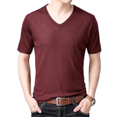 China 2022 New Anti-Wrinkle Casual Slim Fit Dry T Shirt Design Custom Printed Mens T Shirt Fashion V-Neck Heavyweight Sports Gym T Shirts For Men for sale