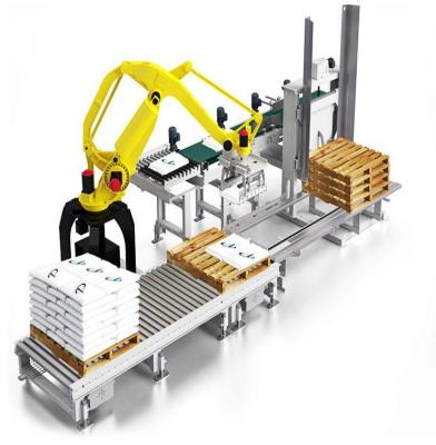 Cina Borsa di trasporto con palette Palletizer del sistema del robot completamente automatico del fumetto dell'uovo della scatola 25 chilogrammi in vendita