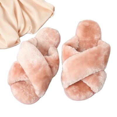 China Fashion Trend Fashion Trend Faux Fur Thong Slippers Warm Soft Hairy Ladies for sale