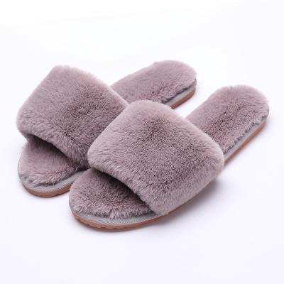 China Fashion Trend Wholesale Women's Slippers Plush Fur Flat Comfortable Furry Slides for sale