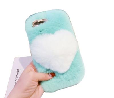 China 2022 New Customer Rex Rabbit Fur Cases Iphone Mobile Cover Case for sale