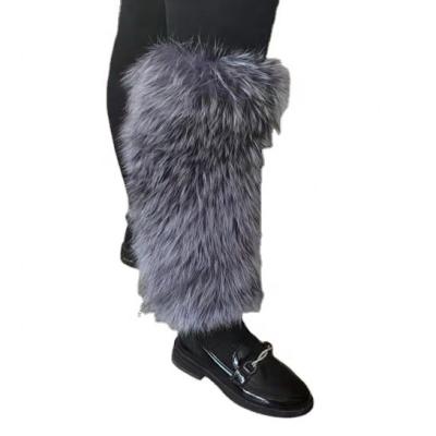 China Soft Hand Feeling 2022 New Design Fur Boot Slap Fox Fur Leg Warmer For Lady for sale