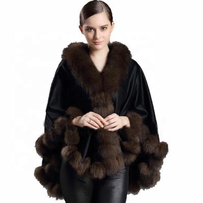 China New fashion waterproof winter real Fox fur collar women's woolen coat cashmere woolen coat for sale