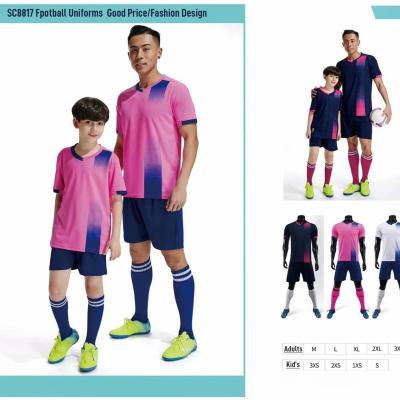 China Soccer Jersey Pink Color Soccer Jerseys Sets Soccer Wears Custom Logo for sale