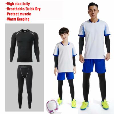 China Breathable Fitness Tights Shirt Gaiters Mens And Kids Sizes For Soccer Tights Body for sale