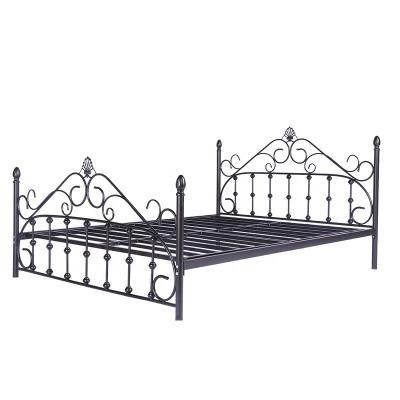 China Crown gold new design of black Beds and white metal iron bed double bed frame for sale