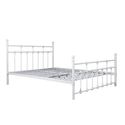 China Twin bed frame NEW Elegant Design Wrought Iron Metal Bed with King size Cream color for Bedroom for sale