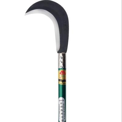 China Carbon Steel Agricultural Garden Farm Sickle With Iron And Wooden Handle Weeding Harvest Grass Sickle for sale