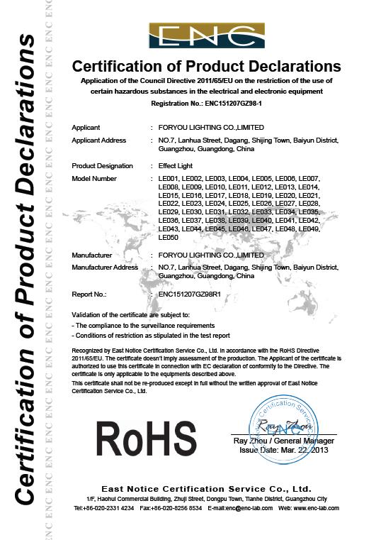 RoHS - Guangzhou Foryou Lighting Co., Limited