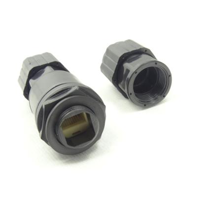 China Automotive waterproof rj45 panel to CAT5E CAT6 connector waterproof RJ45 adapter network shield electronic outdoor cable terminal quantity à venda