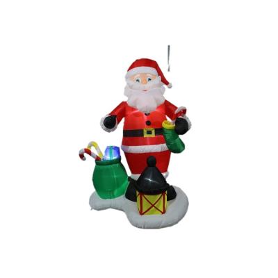 China Liner 8FT Taffeta Inflatable Santa Claus With LED Street Lamp Light For Yard Decoration for sale