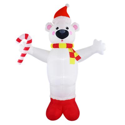 China Outdoor Holiday Decoration Christmas Polar Bear Inflatable Candy Cane For Holiday Decoration for sale