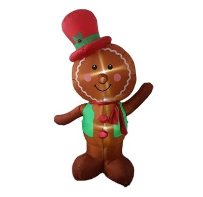 China Polyester Fiber Inflatable Christmas Gingerbread Man For Yard Decoration for sale