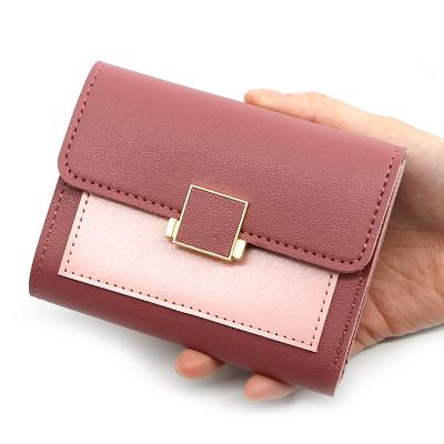 China Wholesale Stylish Waterproof Ladies And Generous Short Coin Purse Cute Girl Card Bag Wallet for sale