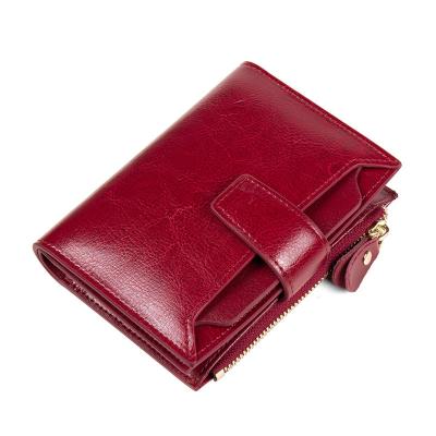 China High quality classic solid color elegant retro leather ladies multifunctional coin zipper wallet for sale