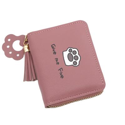 China Cute Cat Paw Simple Wallet Short Wild Multi-Layer Zipper Coin Purse Ladies Wallet for sale