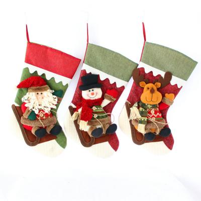 China Santa Claus Christmas Gifts 2021 jars fashion funny decoration clothes Santa Socks New Year Candy gift bag kids Christmas socks for sale