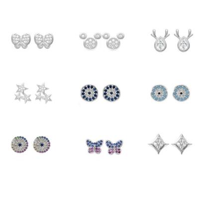 China LIVE4U RS20SJE01 New Simple And Korean Multi Designs Fancy Micro Cubic Zircon Inlays S925 Silver Stud Earrings for sale