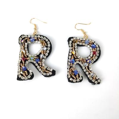 China Women Fashion Jewelry Crystal Rhinestone Beaded Earrings Letter Baroque Embroidery LIVE4U RS19NE36 for sale