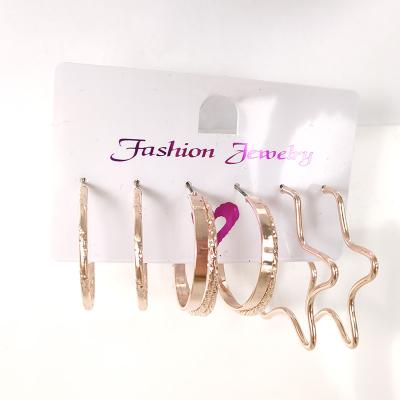 China star & Fashion Multi Jewelry Circle Layer Star Geometric Rose Gold Color Hoop Earrings For Women RS19NSE10 for sale