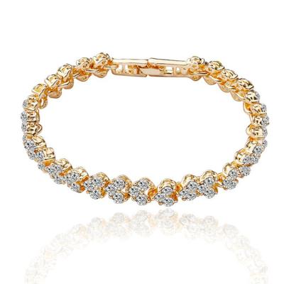 China New Class CLASSIC Roman Metal Heart Gold Full Zircon Bracelet Designs For Women Jewelry for sale