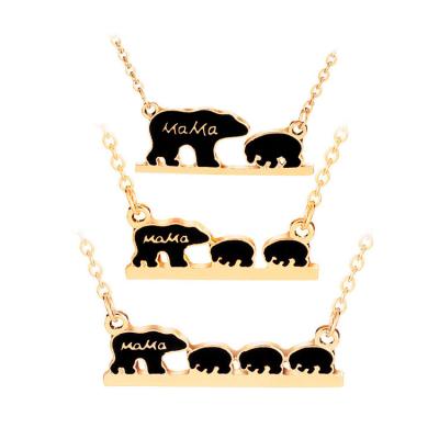 China LIVE4U High Polished Silver Gold Plated Zinc Alloy Epoxy Jewelry Mom Mothers Day Gift Bear Pendant Necklace for sale