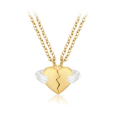 China Romantic Creative Half Heart Shape Choker Magnet Couple Necklace For Valentine's Day Gifts Jewelry Gift Set for sale