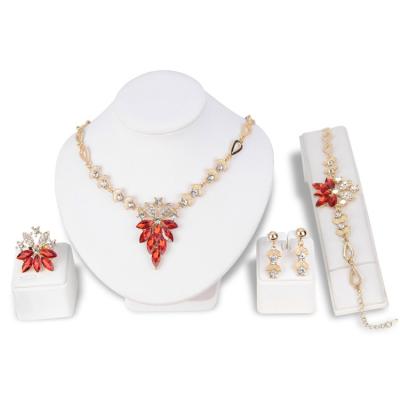 China 2020 Wholesale High Quality Crystal Jewelry Gift Manufacturer Gold Plated Bridal Jewelry Set for sale