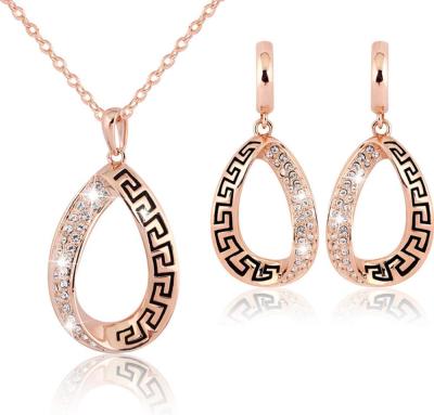 China Wholesale High Quality Rose Gold Plated Rhinestone Luxury Earring Necklace Fashion Women Jewelry Set 2020 RS20JNE13 for sale