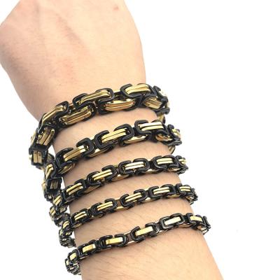 China LIVE4U RS20FBC02 Byzantine Chain Stainless Steel Bracelet Men New Jewelry Gold Black Casual/Sporty Motorcycle for sale