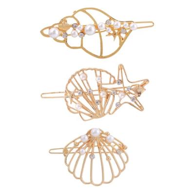 China Hot Wholesale Starfish Shell Pearl Rhinestone Hair Pins LIVE4U Statistical Institute Hair Accessories Sea Pins For Women RS20FH10 for sale