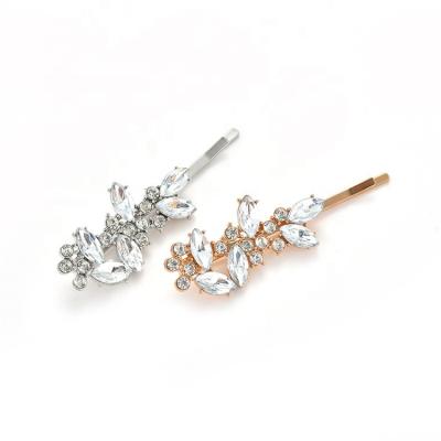 China New Custom Fancy LIVE4U Fancy Hair Accessory Clips Alloy Rhinestone Leaf Hair Pins For Women RS20FH12 for sale