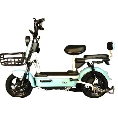 China 2022 new 12AH foot rest 60v 350w 500w super battery powered electric bicycle two seat model steel ebike for sale