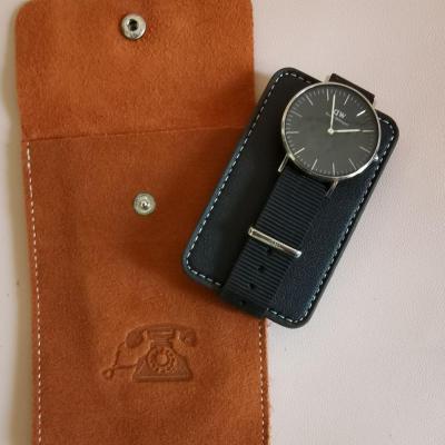 China Simple Genuine Leather Soft Leather Watch Bag for sale