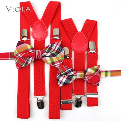 China Colorful Belt BowTie Adjustable Accessory Butterfly Brace Bowtie Set Unique Child Y-Back Cotton Plaid Suspenders Soild Kids Squishy Men for sale