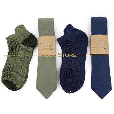 China Cotton Striped Cotton Solid Tie Bangs Sets Navy Blue Green Spring Daily Casual Men Fashion Design Suit Tie Gift Neckerchief Accessory for sale