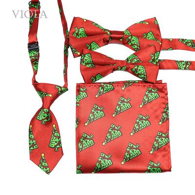 China New Year Men Kids Pocket Cute Butterfly Pocket Cute Square Dog Cat Cravat Accessory Christmas Party Gift Snowman Deer Bow Tie Family Set for sale