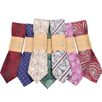 China Fashion Shape Paisley Floral Tie 8cm Khaki Rose Red Green Polyester Men Wedding Daily Party Banquet Suit Neckerchief Gift Accessory for sale