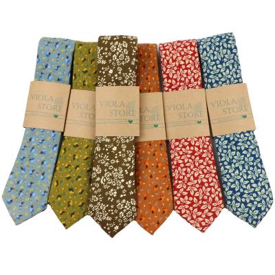 China High Quality Printing 100% Cotton Neck Tie Men Cloth Tie 6cm Party Gift Soft Thick Skinny Floral Elegant Accessories Dinner Party for sale