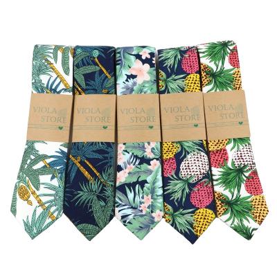 China Fashion Recommend Sandy Beach Holiday Style 6.5cm Tie Tropical Plants Printed Nice 100%Cotton Mens Fashion Shirt Holiday Tie Accessory for sale