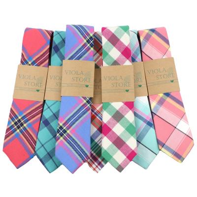 China : Young Fashion Men Striped Soft Cotton Plaid Tie Mint Green 6cm Ties Tuxedo Party Fashion Scarf Gift Accessory Striped Casual Skinny for sale